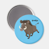 野生のおもしろいイノシシのラズルバック漫画イラストレーション マグネット (正面/裏面)