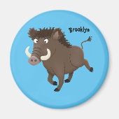 野生のおもしろいイノシシのラズルバック漫画イラストレーション マグネット (正面)