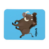 野生のおもしろいイノシシのラズルバック漫画イラストレーション マグネット (横)