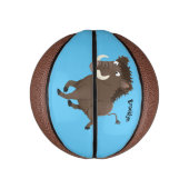 野生のおもしろいイノシシのラズルバック漫画イラストレーション ミニバスケットボール (縦)