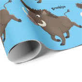 野生のおもしろいイノシシのラズルバック漫画イラストレーション ラッピングペーパー (ロールコーナー)