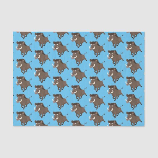 野生のおもしろいイノシシのラズルバック漫画イラストレーション 薄葉紙 (正面)