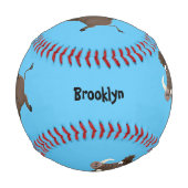 野生のおもしろいイノシシのラズルバック漫画イラストレーション 野球ボール (正面)