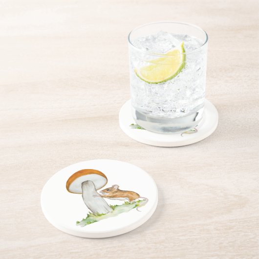 野生のおもしろいキノコを持つマウス コースター (側面)