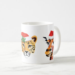野生のおもしろいサファリの動物サンタ・クリスマス・コスチューム コーヒーマグカップ