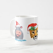 野生のおもしろいサファリの動物サンタ・クリスマス・コスチューム コーヒーマグカップ (正面左)