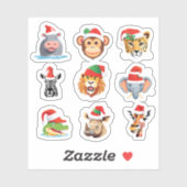 野生のおもしろいサファリの動物サンタ・クリスマス・コスチューム シール (シート)