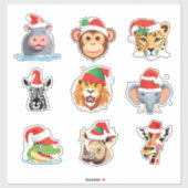 野生のおもしろいサファリの動物サンタ・クリスマス・コスチューム シール (シート)