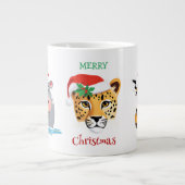 野生のおもしろいサファリの動物サンタ・クリスマス・コスチューム ジャンボコーヒーマグカップ (正面)