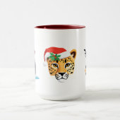 野生のおもしろいサファリの動物サンタ・クリスマス・コスチューム マグカップ (中央)