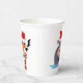 野生のおもしろいサファリの動物サンタ・クリスマス・コスチューム 紙コップ (右)