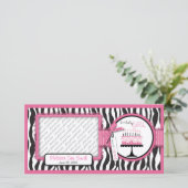 野生のお誕生日ケーキの写真カードピンク 案内状 (スタンド正面)