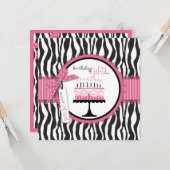 野生のお誕生日ケーキカードピンク2 カード (正面/裏面インサイチュ)