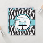 野生のお誕生日ケーキカードTurq 2 カード (正面/裏面インサイチュ)