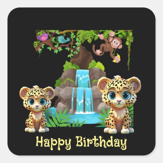 野生のかわいいジャグブの誕生日 スクエアシール (正面)