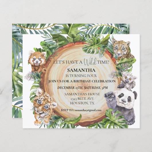 野生のかわいいジャングル動物タイガーパンダの水色 (正面/裏面)