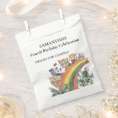 野生のかわいいジャングル動物レインボー誕生日の好意 フェイバーバッグ (クリップ留めされた状態)