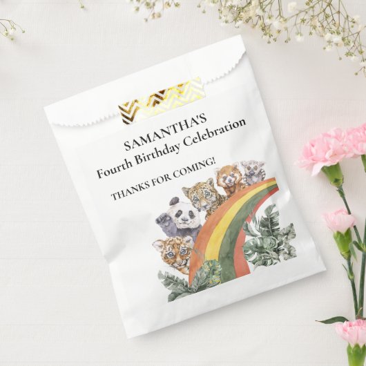 野生のかわいいジャングル動物レインボー誕生日の好意 フェイバーバッグ (封をした状態)