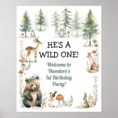 野生のかわいい森林動物が鹿を飼っている ポスター (正面)