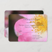 野生のかわいらしピンクのバラ花結婚式RSVPカード 出欠カード (正面/裏面)