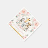 野生のかわいらし動物ジャングルサファリベビーガールシャワー スタンダードカクテルナプキン (角)