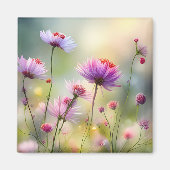 野生のかわいらし花を持つ冷蔵庫用マグネット マグネット (正面)