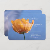 野生のかわいらし黄色のポピー花結婚式RSVPカード 出欠カード (正面/裏面)