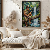 野生のささやき:ビッグフットと信頼する子鹿 ポスター