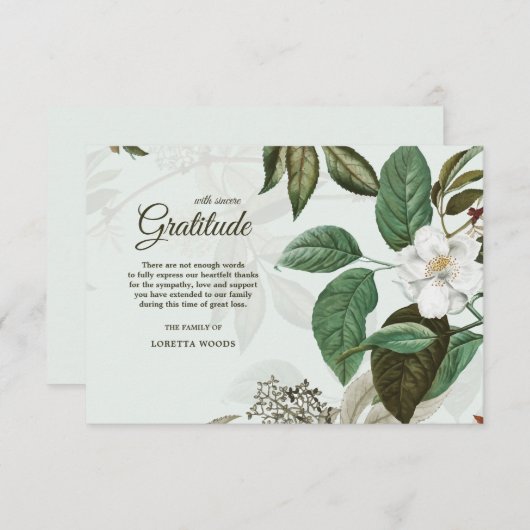 野生のばら色の死別のサンキューカード 招待状 (正面/裏面)