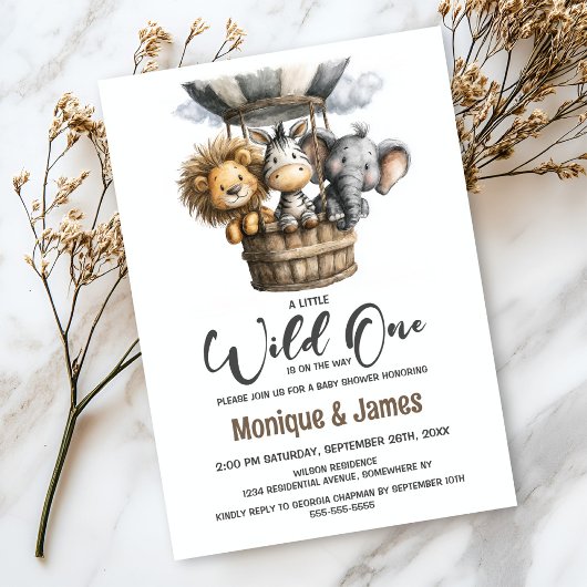 野生のひと サファリ動物 ベイビーシャワー 招待状