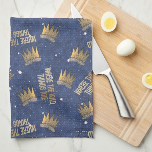 野生のものは王冠と星のパターン キッチンタオル (四つ折り)