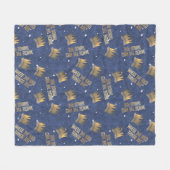 野生のものは王冠と星のパターン フリースブランケット (正面(横))