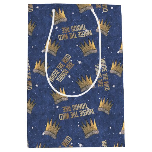 野生のものは王冠と星のパターン ミディアムペーパーバッグ (正面)