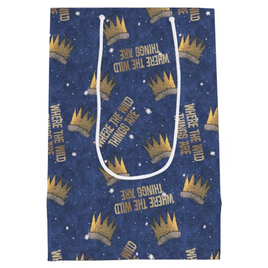 野生のものは王冠と星のパターン ミディアムペーパーバッグ (裏面)