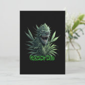 「野生のように成長」かっこいいマリファナの植物デザイン印刷用 招待状 (スタンド正面)