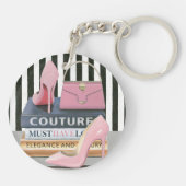 野生のりんご|のオートクチュールは-靴及びバッグ縞で飾ります キーホルダー (裏面)