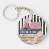 野生のりんご|のオートクチュールは-靴及びバッグ縞で飾ります キーホルダー (正面)