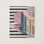 野生のりんご|のオートクチュールは-靴及びバッグ縞で飾ります ジグソーパズル (縦)