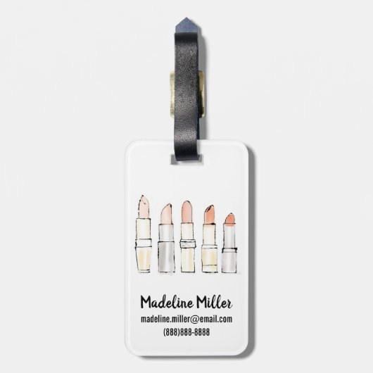 野生のりんご|のカラフルでモダンな口紅のスケッチ ラゲッジタグ (裏面縦)