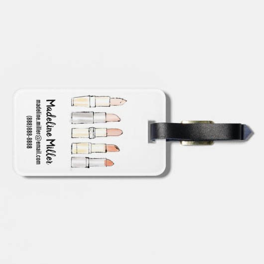 野生のりんご|のカラフルでモダンな口紅のスケッチ ラゲッジタグ (裏面横)