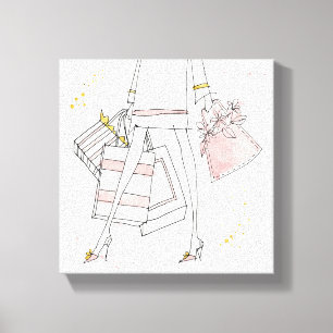 野生のりんご のモダンなピンクのファッションのスケッチ キャンバスプリント