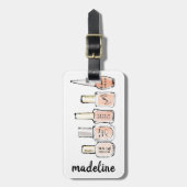 野生のりんご|のモダンなピンクのマニキュアのスケッチ ラゲッジタグ (正面縦)