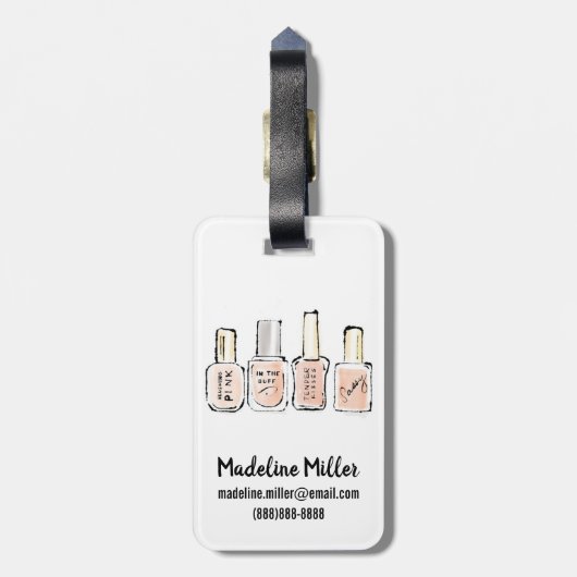 野生のりんご|のモダンなピンクのマニキュアのスケッチ ラゲッジタグ (裏面縦)