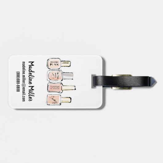 野生のりんご|のモダンなピンクのマニキュアのスケッチ ラゲッジタグ (裏面横)