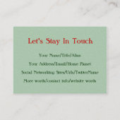 野生のアイルランド語は上がりました 名刺 (裏面)