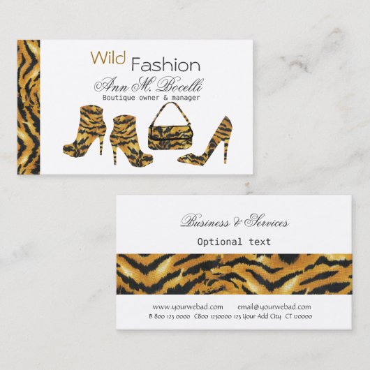 野生のアフリカの優雅でシックなクーガーのファッション・デザイナー 名刺 (正面/裏面)
