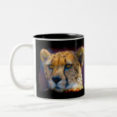 野生のアフリカ動物を愛するビッグ・ファイブ・チーター ツートーンマグカップ (左)