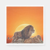 野生のアフリカ猫の雌ライオンとライオン スタンダードランチョンナプキン (正面)