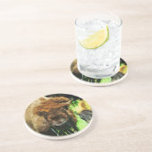 野生のアメリカのバイソンウィズカーフ抽象芸術 コースター (側面)