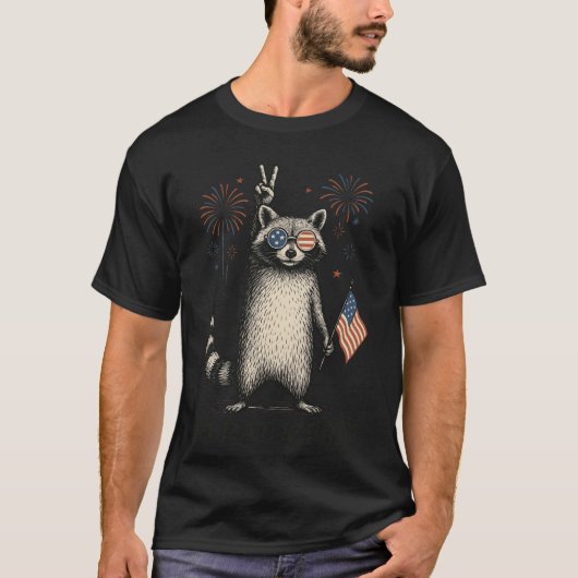 野生のアライグマ レトロ Tシャツ (正面)